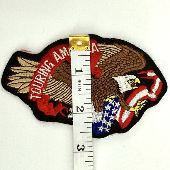 VTG Lot Of 2 TOURING AMERICA with Eagles Iron On Biker Patches - Picture 9 of 9